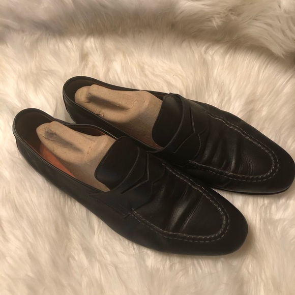 Santoni Goodyear Nubuck Penny Loafers Men’s 8.5 - Picture 1 of 9